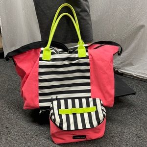 Victoria's Secret X-Large Canvas Weekend Carry-on Beach Tote Bag & Lingerie Bag